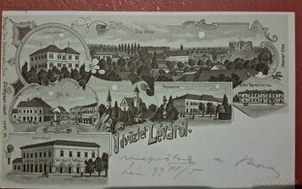 Stará pohľadnica Levice litografia