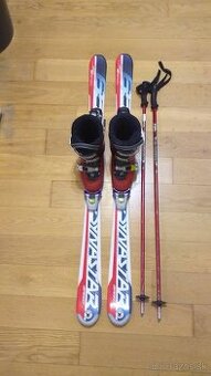Lyže 120cm + palice + lyžiarky