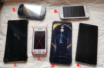 Staršie mobilné telefóny Samsung a Huawei + kryty