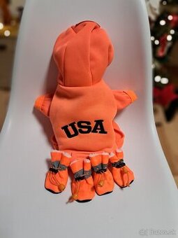 Neonova oranžová mikina pre psika S/M +topánočky (NOVÉ )