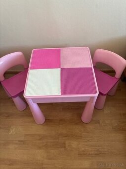 Detský stolík + 2 stoličky ( ružový set)