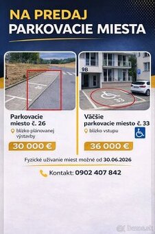Nová Vlárska - Na predaj parkovacie státie č. 33 a 26