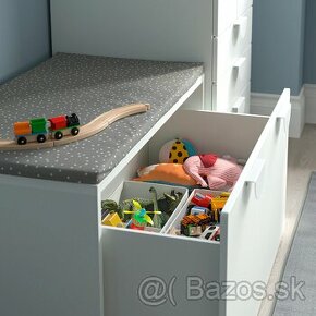 IKEA SMÅSTAD Lavica s priestorom na hračky, biela/biela, 90x