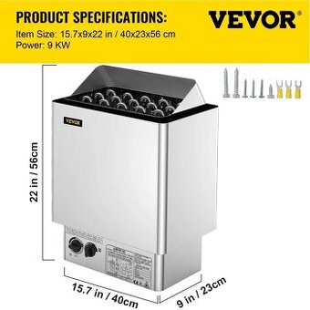 Nová saunová pec/ohrievac - Vevor 9KW