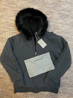 Balenciaga tribal fur black zip up mikina