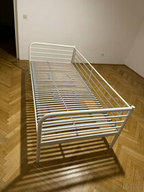 Kovová posteľ biela 90x200 cm IKEA