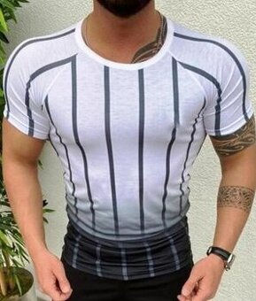 Elastické biele pruhované tričko, L/XL/XXL
