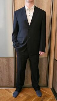 Nový čierny oblek veľ.56 na výšku190 cm + košeľa a kravata