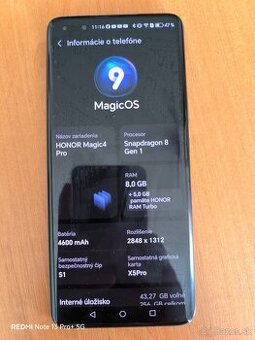 Predám tento telefón zn. Honor Magic 4 pro 5G 8 GB 256 GB
