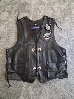 Motorkárska kožená vesta BEWAN – pravá koža, veľkosť 6XL