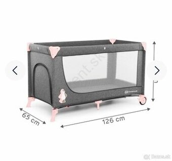 KINDERKRAFT - Cestovná postieľka JOY šedoružová