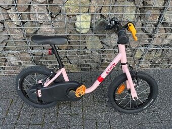 Detský bicykel s odrážadlom 2v1, 14-palcový, ružový