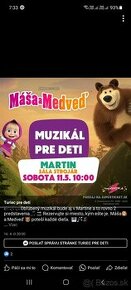 Máša a medveď muzikál Martin vstupenky