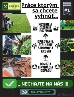 Kosenie, pílenie a opilovanie stromov, čistenie pozemkov