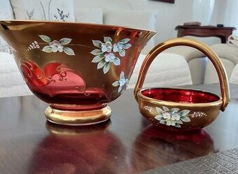 Misa a košík z borského skla