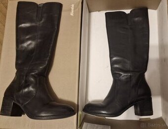 Vysoké kožené čierne čižmy Baťa veľkosť 39