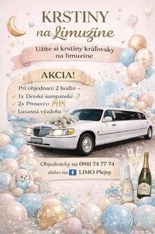 🤩 KRSTINY NA LIMUZÍNE – AKCIA | LIMO PLEJSY