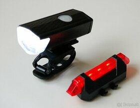 LED svetla na bicykel predné + zadné, 7 režimov, micro USB