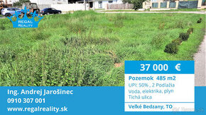 Rezervovaný: POZEMOK  na Rodinný dom, Veľké Bedzany, okr. TO