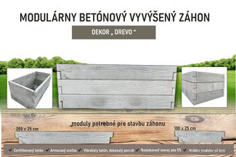 Modulárny betónový vyvýšený záhon dekor drevo