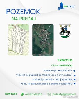 Rovinatý pozemok v Trnove s inžinierskymi sieťami