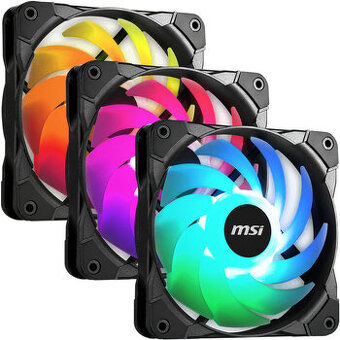 Sada ventilátorů MSI 120mm 3ks, black/white, RGB podsvícení