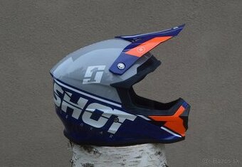 prilba okulare shot atv mx enduro sivo modrá