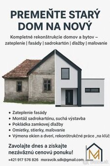 Rekonštrukcie , sadrokarton , podlahy, obklady,