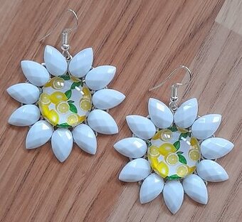 Handmade náušnice, biele - 1