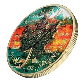 investičné striebro - mince - Maple leaf - Bejeweled