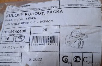 Guľový kohút PPR- 20mm, páčka nové12ks