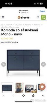 Komoda so zasuvkami