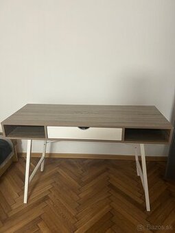 Písací stôl ABBETVED (svetlý dub/biela)