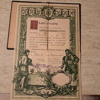 Starožitný litografický výučný list zámečník 1932