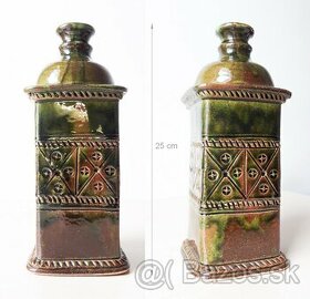 Keramická fľaša 25x10cm handmade s motívom Vianoc