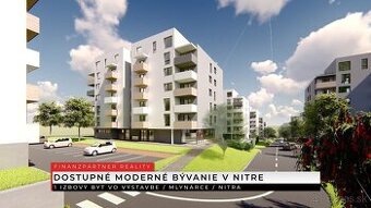 1 izbový byt 32,4 m2 v novom projekte, Mlynárce, Nitra