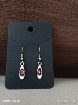 Náušnice s ružovým kamienkom