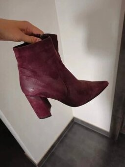 Kožené čižmy Burgundy veľkosť 40