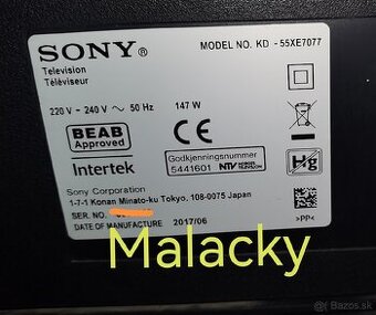 Predám na ND TV Sony KD-55XE7077