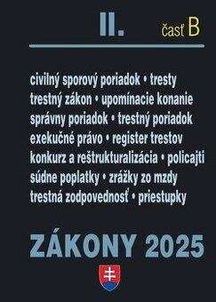 Zákony II. B / 2025 - Trestné právo, súdne spory a exekúcie