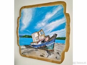 Ručne maľovaný obraz akrylom na drevené dosky, 50x50 cm