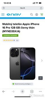 Predam i phone 16 Pro 128 gb zabalený