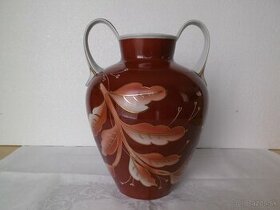 Krásná stará ručně domalovaná váza sign. obs. 4,4 litru.
