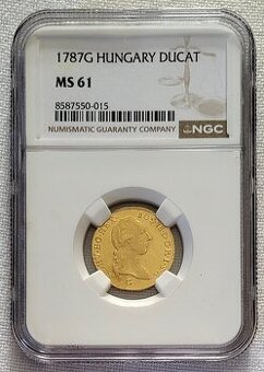Zlatý dukát Jozefa II., 1787G, vzácnejší, NGC MS61