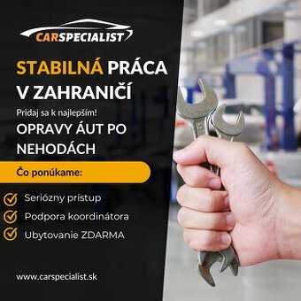Prípravár v autolakovni / lakýrnik. Plat od 4500€ v čistom