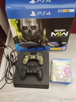Predám Ps4 Slim s 5 hrami a dvoma ovládačmi