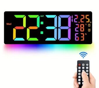 Digitálne hodiny nástenné RGB 42cm