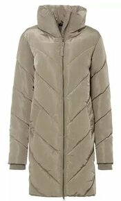 Moderný prešívaný hnedozelený kabát, veľkosť 40 - 1