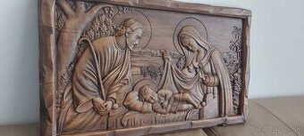 Drevený obraz Svätá rodina 62×37cm hrubka 4 cm