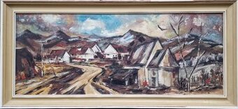 Obraz krajinka s chalupamy 1978